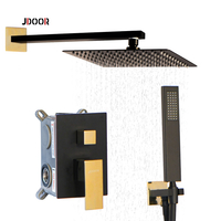 JDOOR 2 fungsi Stainless Steel Emas langit-langit shower Hitam shower tersembunyi Set mixer shower Persegi